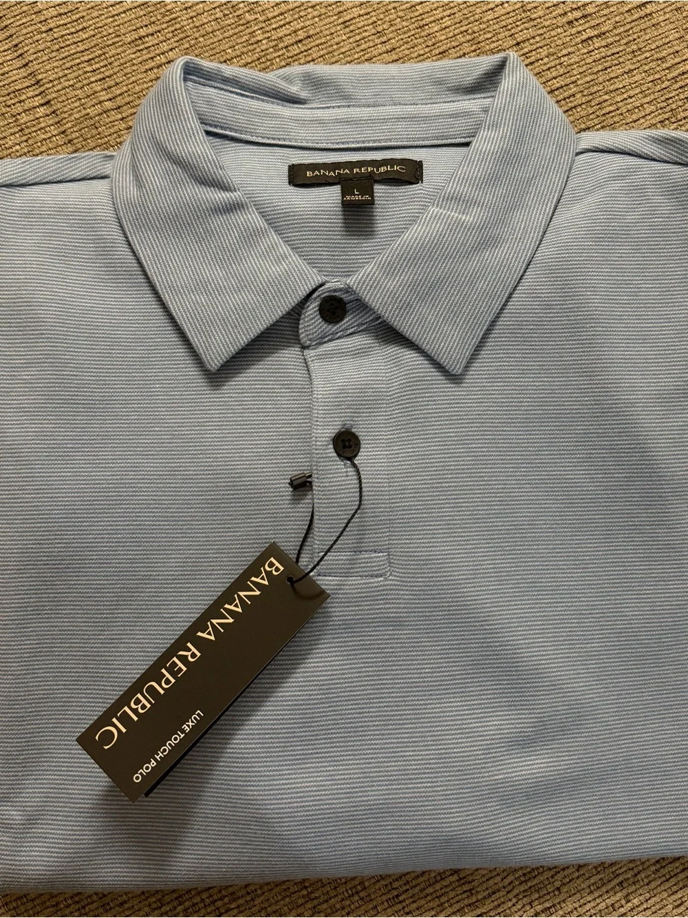 Banana Republic Men's Light Blue Luxe Touch Polo